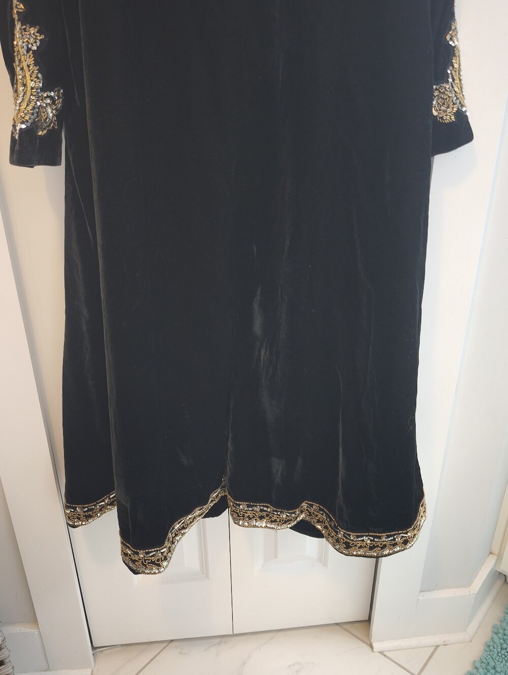 Soft Surroundings Heritage Black Velvet Embellished Duster Coat - Picture 8 of 10